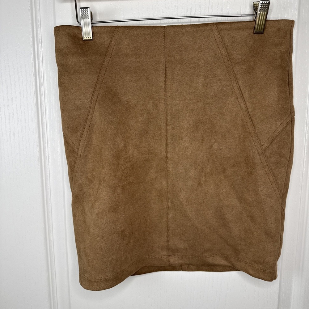 Charlotte Russe Womens M Tan Faux Suede Mini Skirt A Line Camel Y2K Zip Back